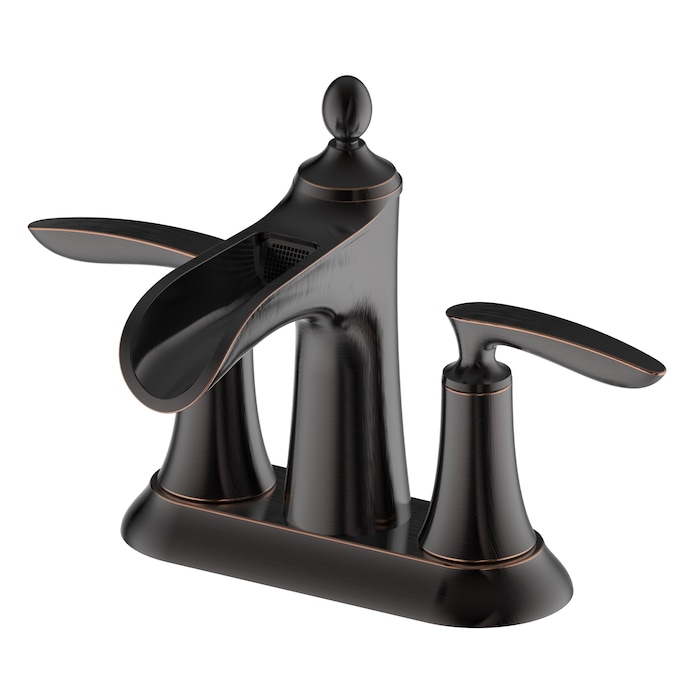 CMI Aegean Oil Rubbed Bronze 4-in centerset 2-Handle WaterSense Waterfall Bathroom Sink Faucet with Drain