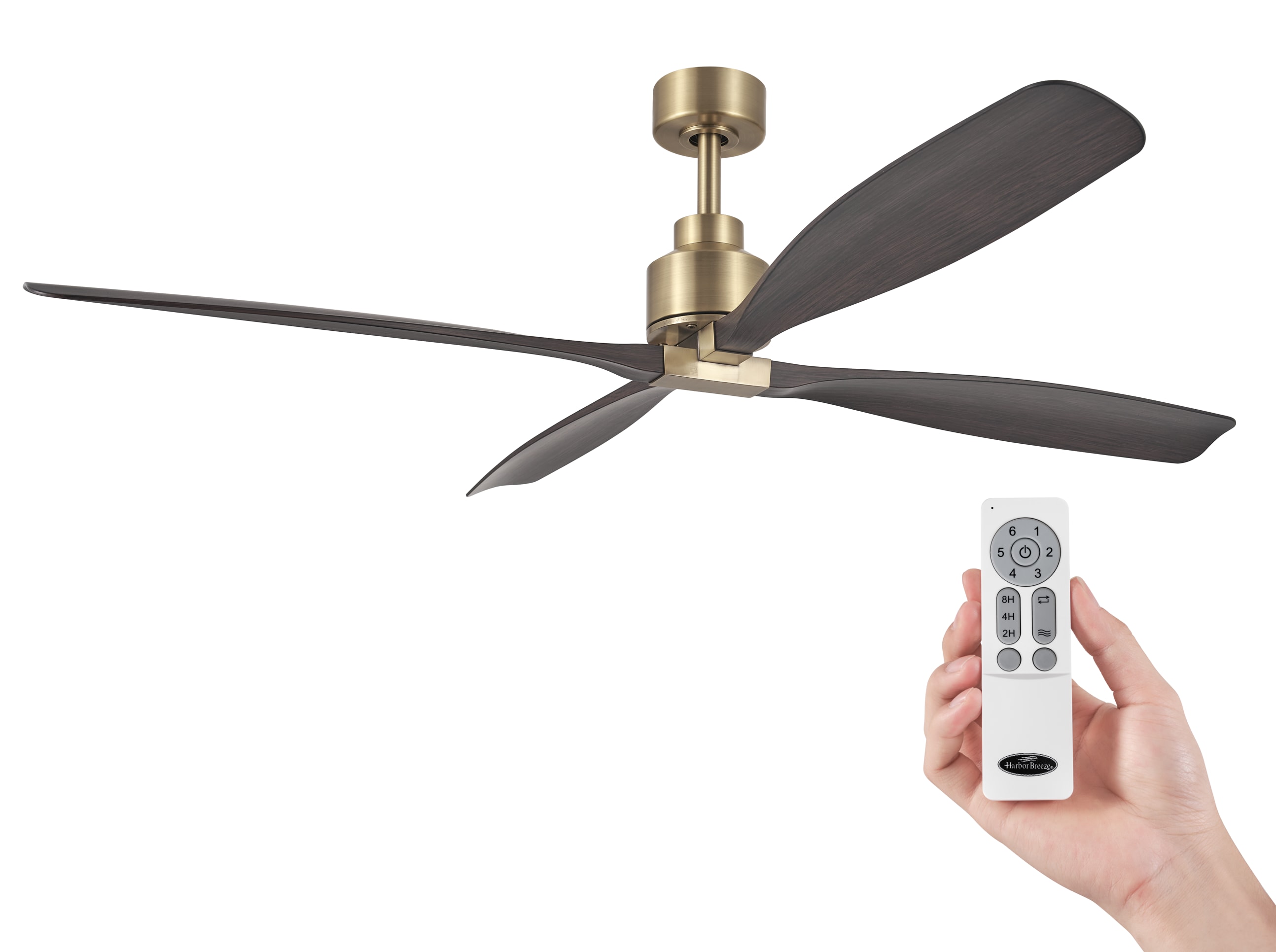 Shorehaven 56-in Outdoor Aged Brass with Barrique Barrel Blades Ceiling Fan Without Light and Remote ( 4 -Blade ) - Image 2