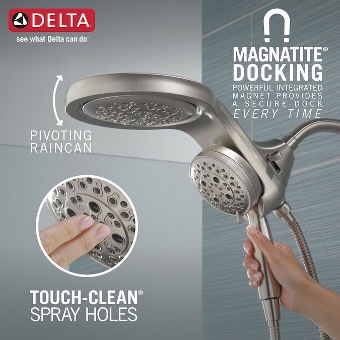 Delta HydroRain H2Okinetic Lumicoat Stainless 7.875-in Round Dual/Combo Rain Shower Head 2.5-GPM (9.5-LPM) - Image 11