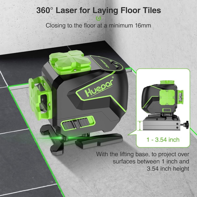 Huepar 200-ft Green Self-Leveling Cross-line Laser Level - Image 3