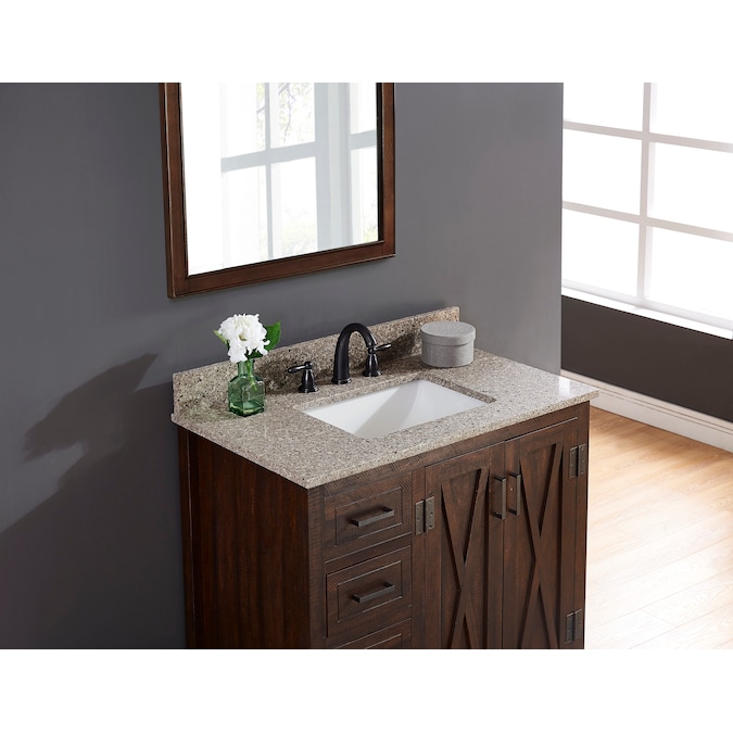Bestview Castle Rock 31-in x 22-in Brown/Polished Quartz Undermount Single Sink Bathroom Vanity Top - Image 7