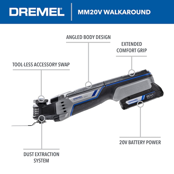 Dremel 20-volt Max Cordless 2-Amp Variable 8-Piece Oscillating Multi-Tool Kit with Soft Case (1-Battery Included) - Image 19