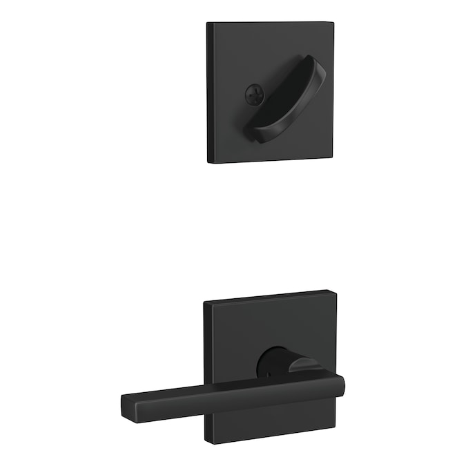 Schlage Custom Latitude-Collins Matte Black Single-Cylinder Deadbolt Entry Door Handleset with Latitude Lever