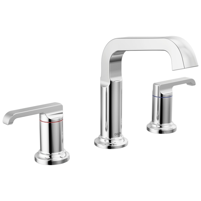 Delta Tetra Lumicoat Chrome Widespread 2-Handle WaterSense Bathroom Sink Faucet with Drain