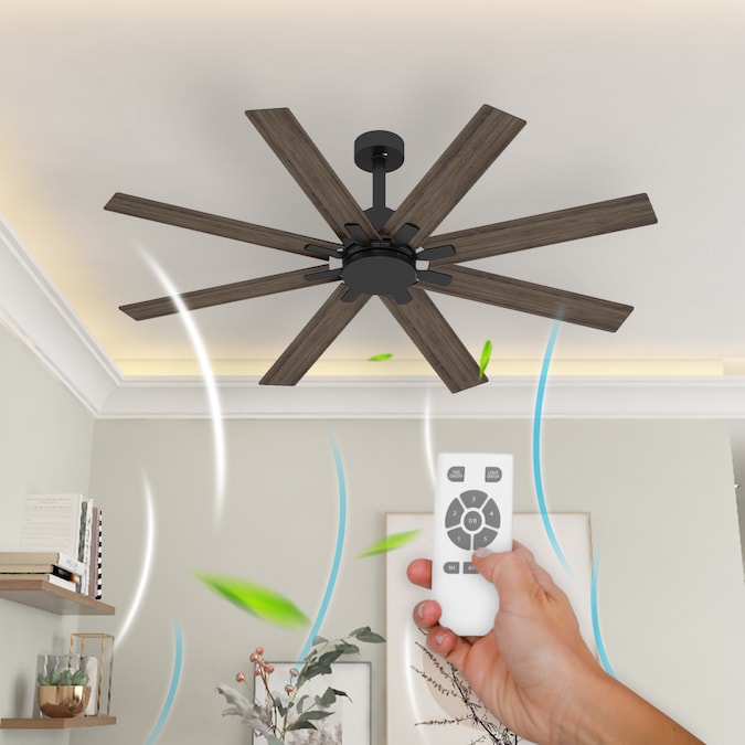 MIDHAM Ceiling Fan 65-in Black with Brown Blades Indoor/Outdoor Ceiling Fan and Remote (8-Blade) - Image 5