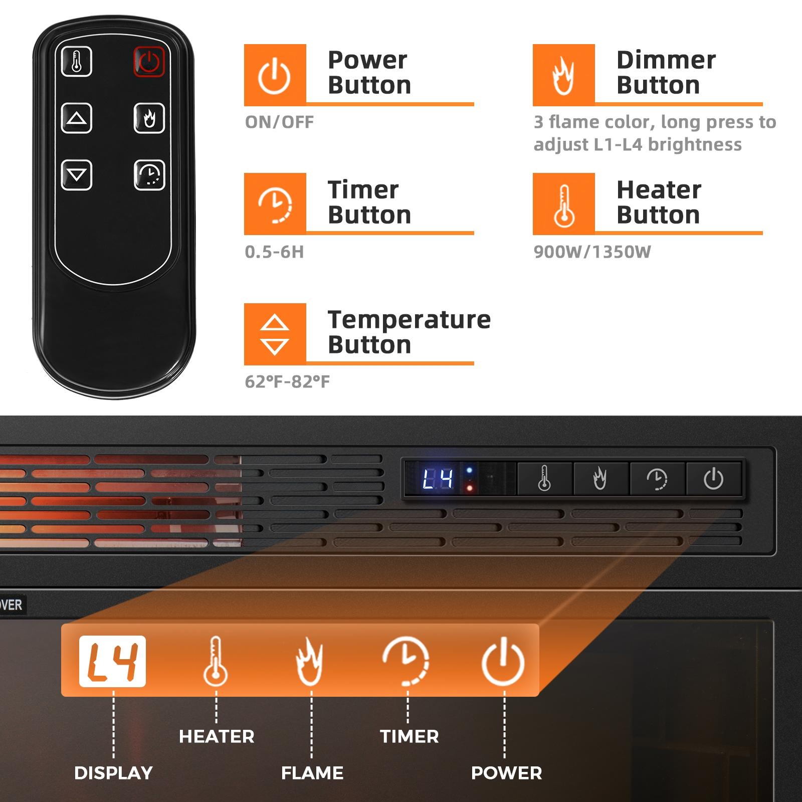 25-Inches W Black Free standing Infrared quartz Corner Electric Fireplace with Remote Control Included - Image 7