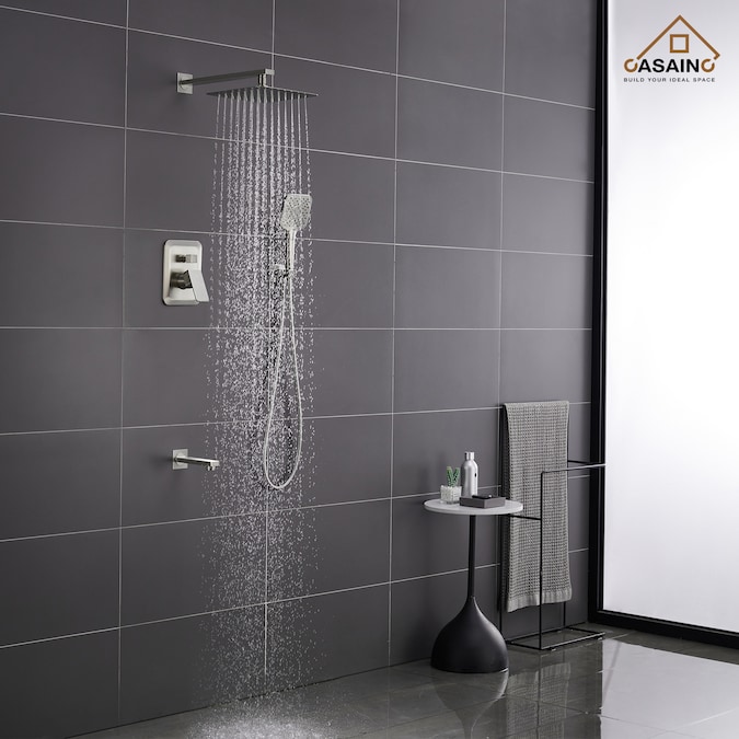 CASAINC Brushed Nickel 10-in Built-In Shower Faucet System with 3-way Diverter (Pressure-balanced Valve Included)