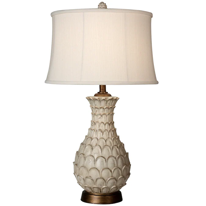 StyleCraft Home Collection 30.8-in White 3-way Table Lamp with Fabric Shade