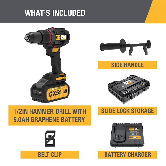 Cat 1/2-in 18-volt Variable Brushless Cordless Hammer Drill (1-Battery Included) - Image 10