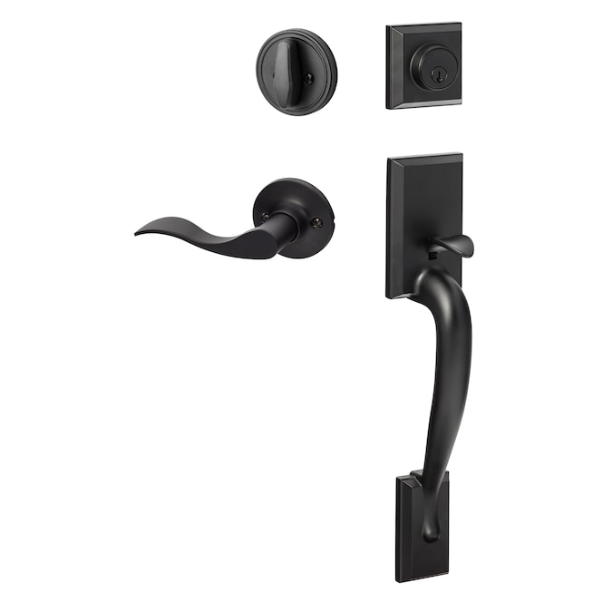 Sure-Loc Hardware Sure-Loc Door Hardware Madison Flat Black Single-Cylinder Deadbolt Keyed Entry Door Handleset with Balboa Lever