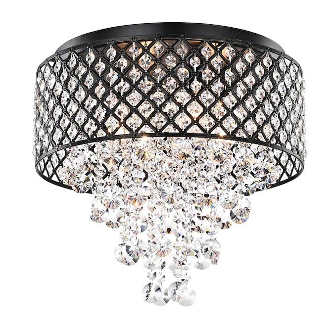 Edvivi Alyvia 4-Light 15.6-in Antique Black Led, Flush Mount Light with No Motion Sensor