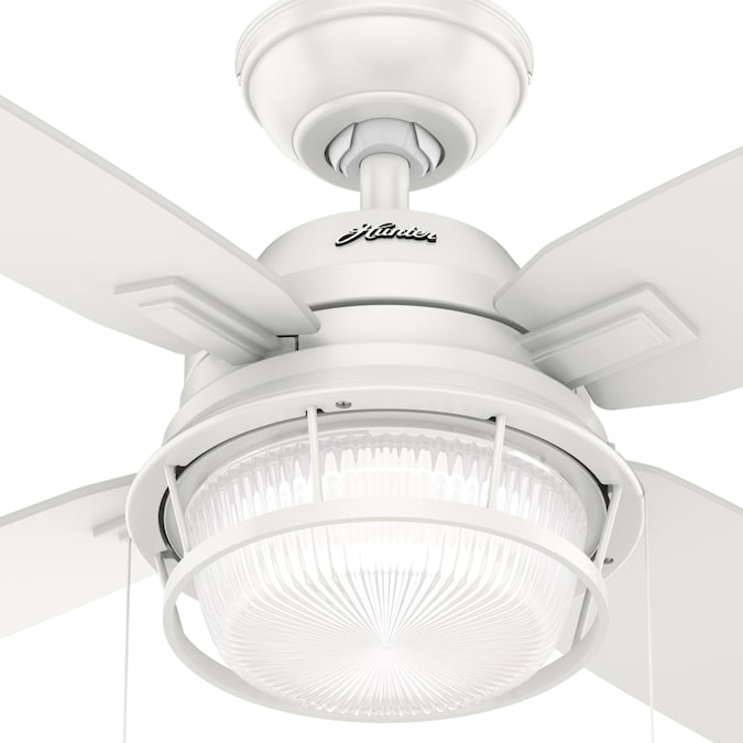 Hunter Ocala 52-in Fresh White with Washed Walnut/Fresh White Blades LED Indoor/Outdoor Ceiling Fan with Light (4-Blade) - Image 8