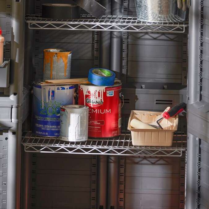 Gracious Living 17-in W x 69-in H Plastic Grey/Black Freestanding Utility Storage Cabinet - Image 7