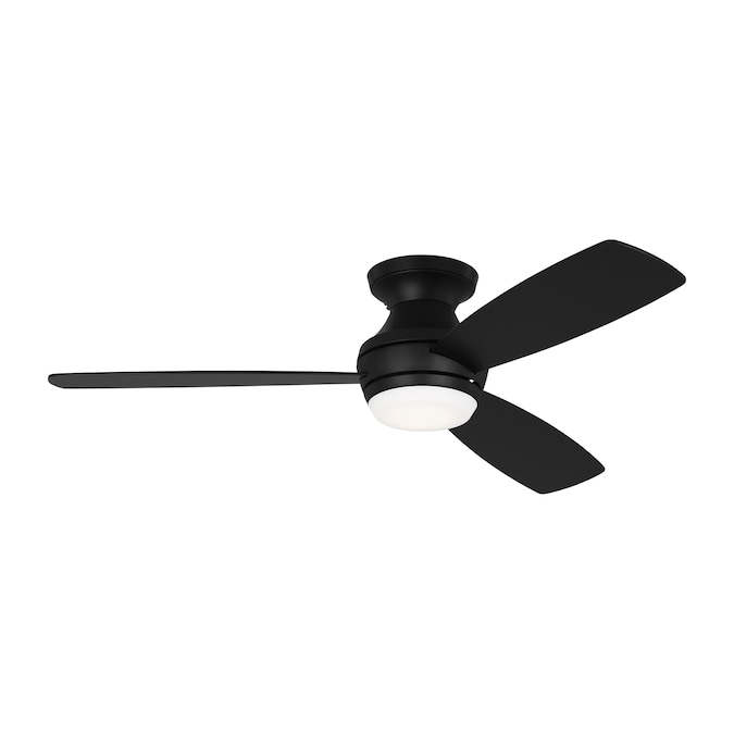 Generation Lighting Ikon 52-in Midnight Black with Midnight Black/American Walnut Reversible Blades Integrated LED Indoor Flush Mount Propeller Ceiling Fan with Light and Remote (3-Blade)