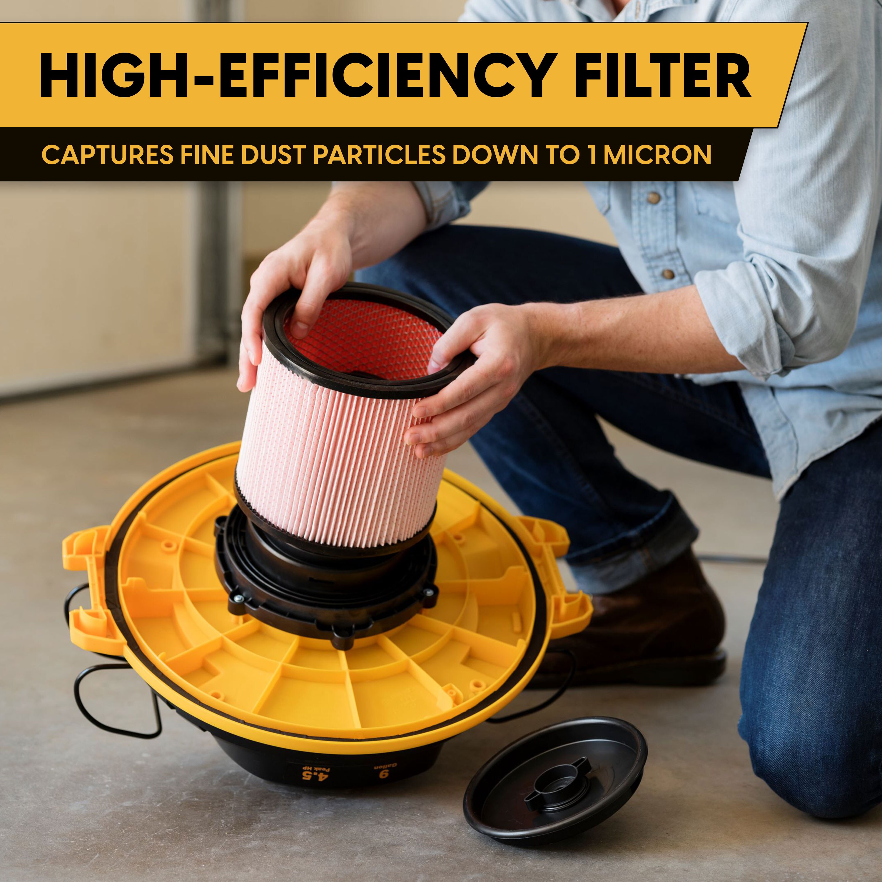 9-Gallon 4.5 HP Corded Wet/Dry Shop Vacuum with Accessories Included - Image 6