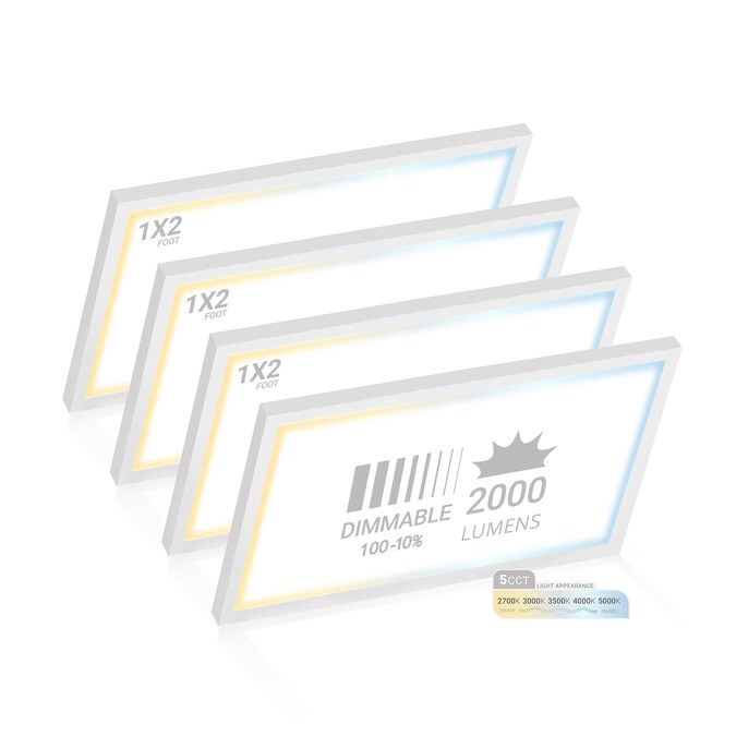 NUWATT 4-Pack 2-ft x 1-ft Adjustable Switchable White LED Panel Light