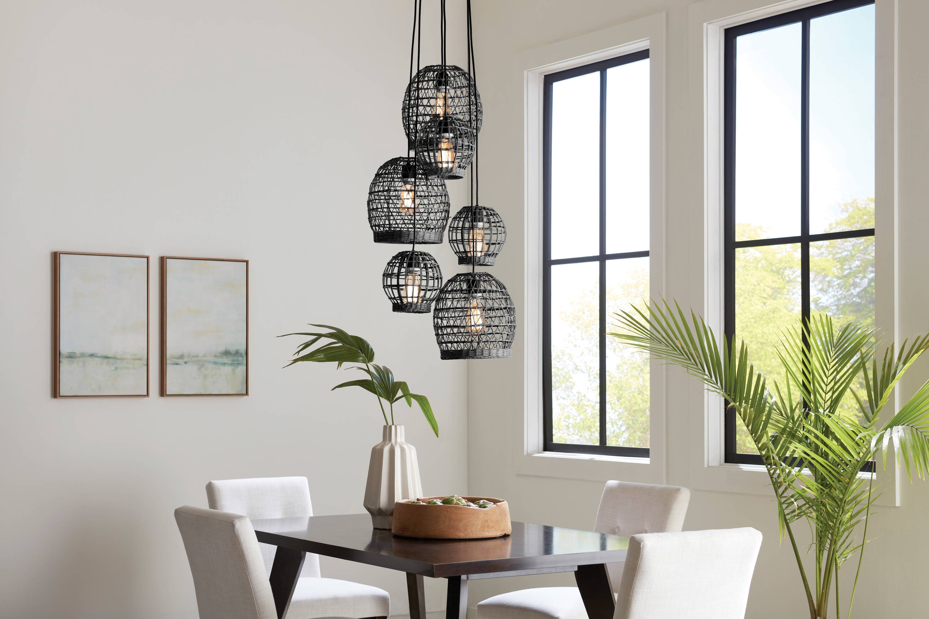 MAYA 6 -Light Matte Black Traditional Cage For Use in Bedrooms, Dining Rooms, Foyers, Kitchens, Living Rooms Chandelier