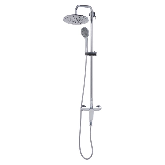 Safavieh Bathroom Combination Chrome 2-handle Multi-head Round Bathtub and Shower Faucet Valve Included