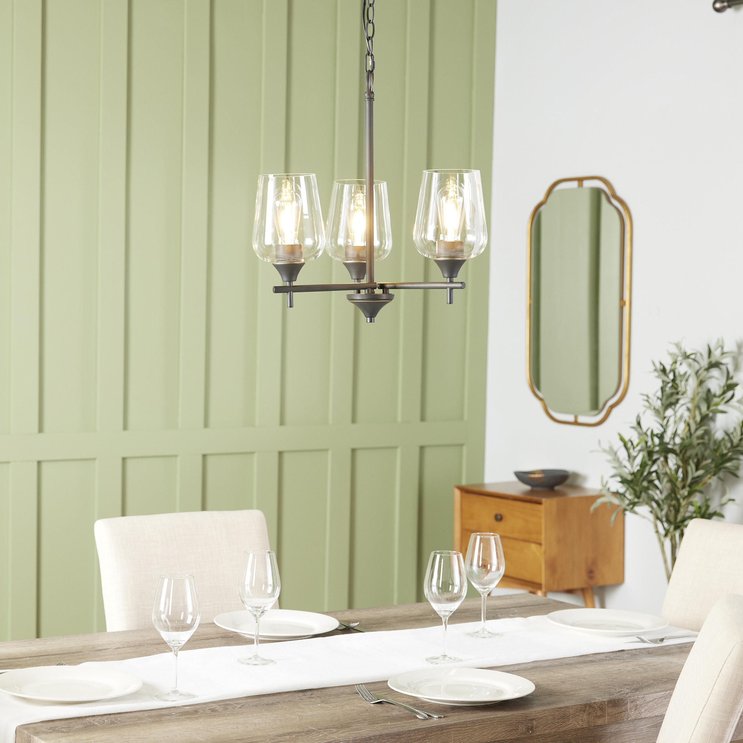 Meredith 3 -Light Bronze Modern/contemporary For Use in Bedrooms, Dining Rooms, Foyers, Kitchens, Living Rooms Chandelier