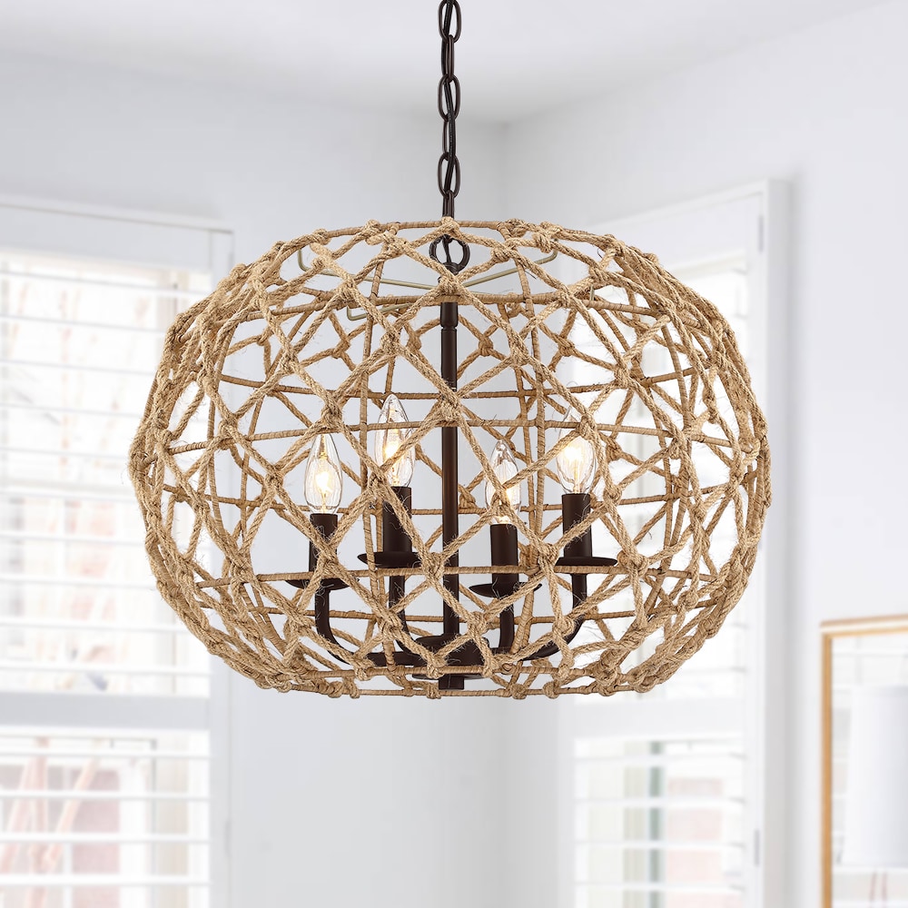 Tulum 4 -Light Coffee brown Bohemian/global Globe Medium Hanging Pendant light