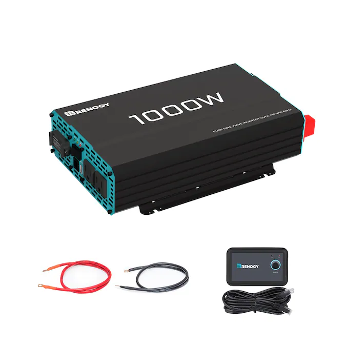 Renogy 1000W Power Inverter with Low Voltage Battery Cut Off, ETL Listed, GFCI Safety Circuit, USB Port, Wired Remote, and LED Indicators