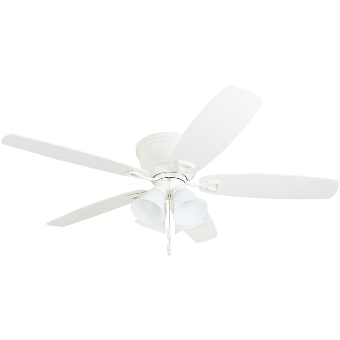 Honeywell Glen Alden 52-in White with White/Maple Blades LED Indoor Flush Mount Ceiling Fan with Light (5-Blade)
