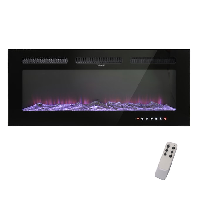 Clihome 42-in W Black LED Wall-mount Electric Fireplace with Remote Control Included