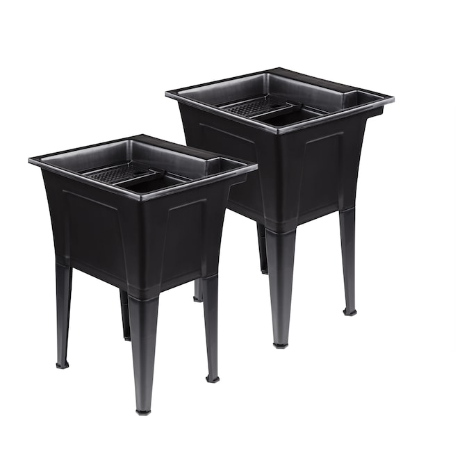 RuggedTub 24.25-in x 22-in 1-Basin Black Freestanding Utility Tub
