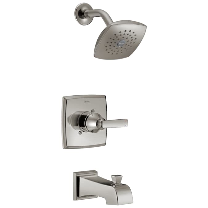 Delta Ashlyn Stainless 1-handle Single Function Square Bathtub and Shower Faucet Valve Included