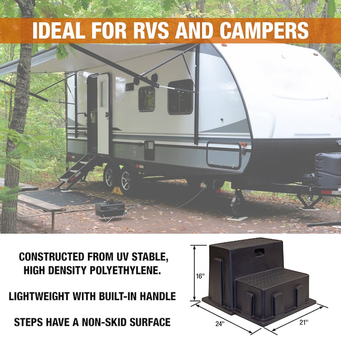 Buyers Products 2-Step 350-lb Capacity Black Plastic Step Stool - Image 4