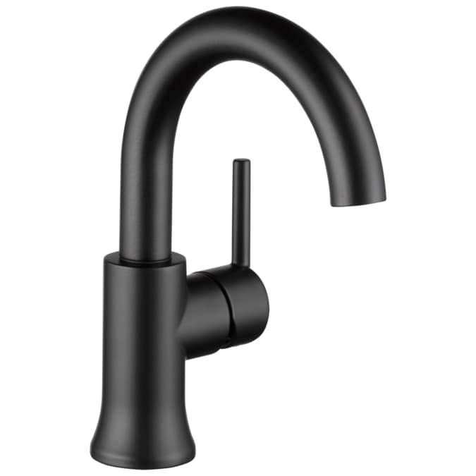 Delta Trinsic Matte Black Single Hole 1-Handle WaterSense Bathroom Sink Faucet with Drain