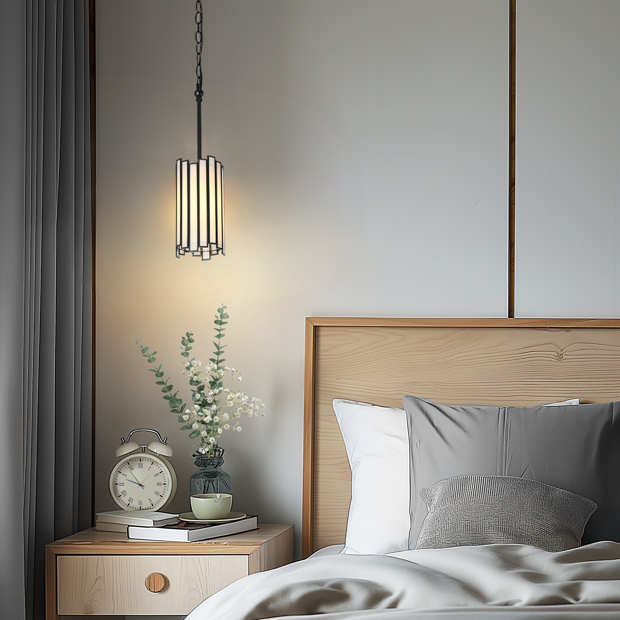 Hemaaolay 1 -Light Matte Black and White Art Glass Modern/contemporary Art glass Geometric Mini Hanging Pendant light - Image 5