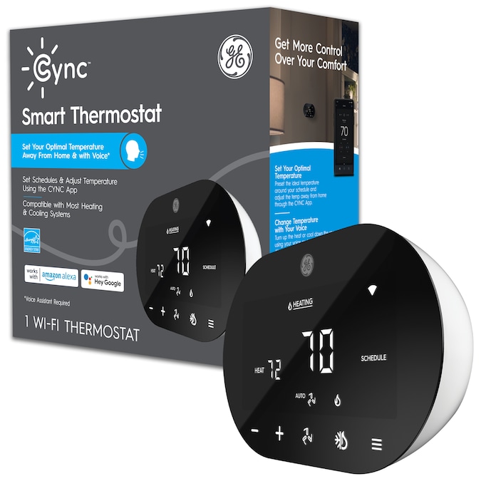 GE Black Smart Thermostat with Wi-Fi Compatibility