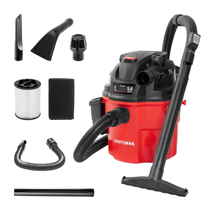 CRAFTSMAN Remote Control 5-Gallons 5-HP Corded Wet/Dry Shop Vacuum with Accessories Included