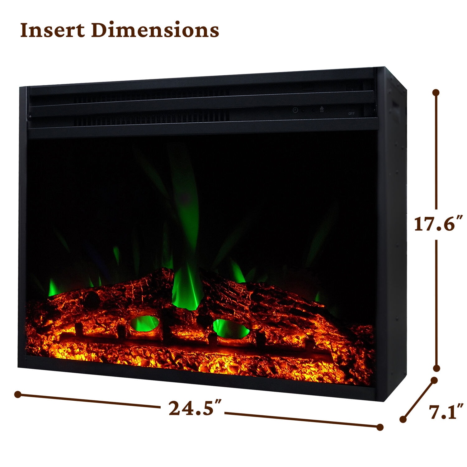 33.9-in W Walnut Free standing Fan-forced Flat wall Electric Fireplace with Remote Control Included - Image 6