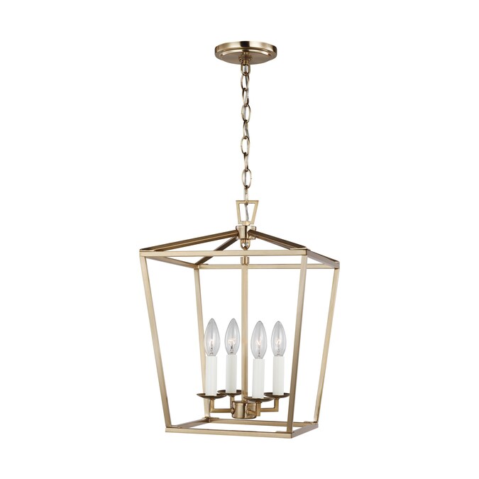 Generation Lighting Dianna 4-Light Satin Brass Transitional Lantern Medium Hanging Pendant Light