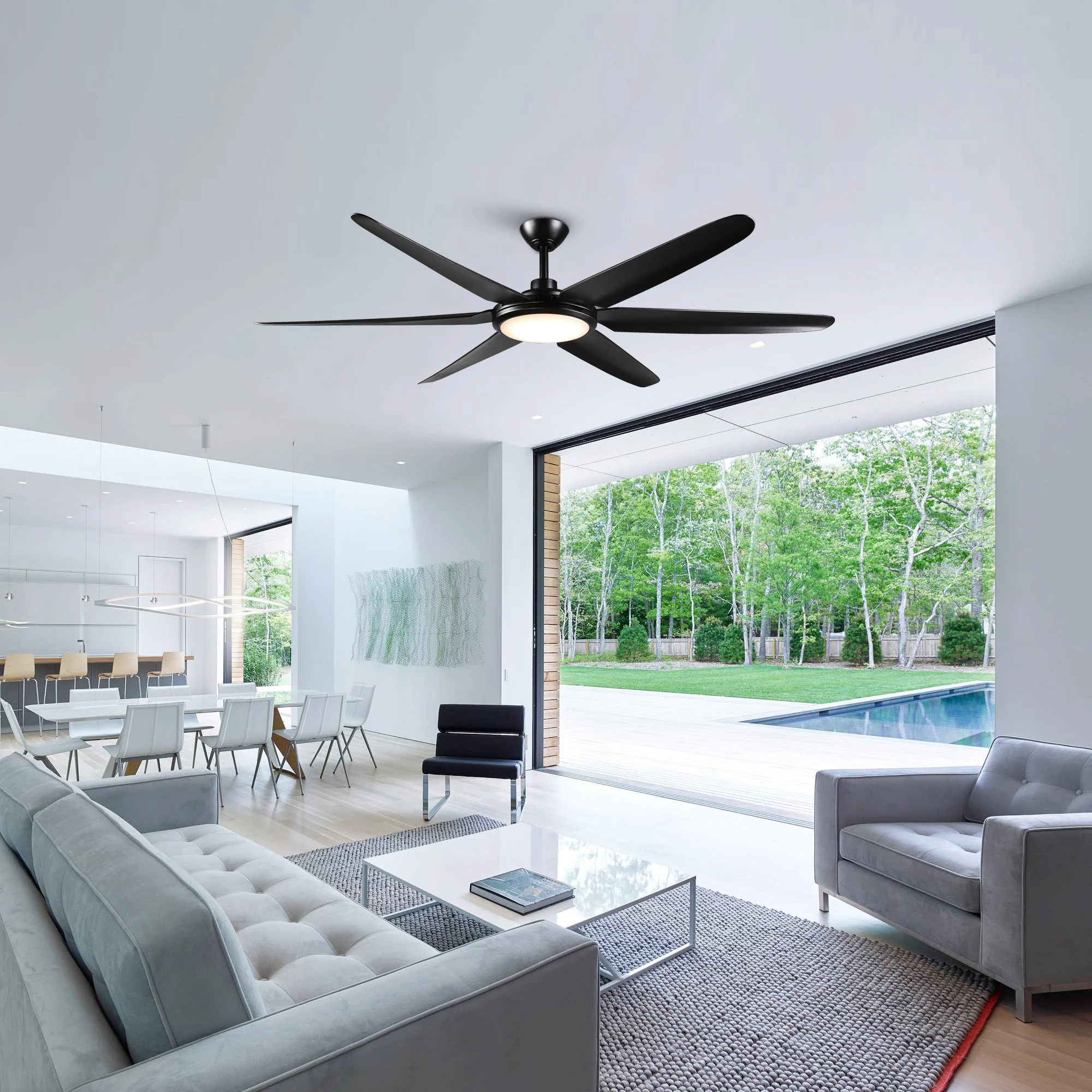 65-in Integrated LED Black with Black Blades Ceiling Fan With Light - Remote Included ( 6 -Blade ) - Image 2