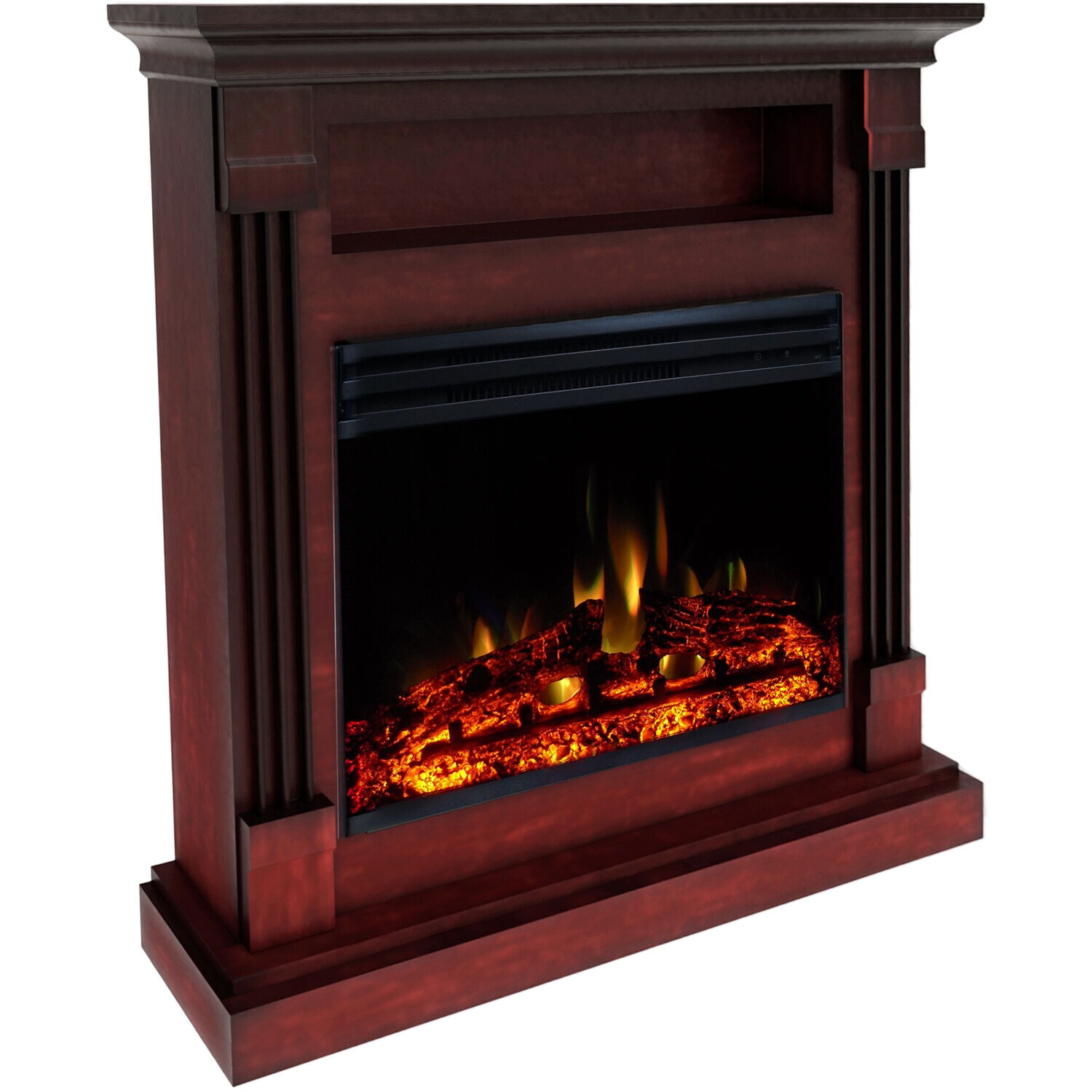 33.9-Inches W Cherry Free standing Fan-forced Flat wall Electric Fireplace with Remote Control Included - Image 9