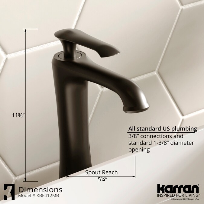 Karran Woodburn Matte Black Vessel 1-Handle Bathroom Sink Faucet with Drain - Image 5