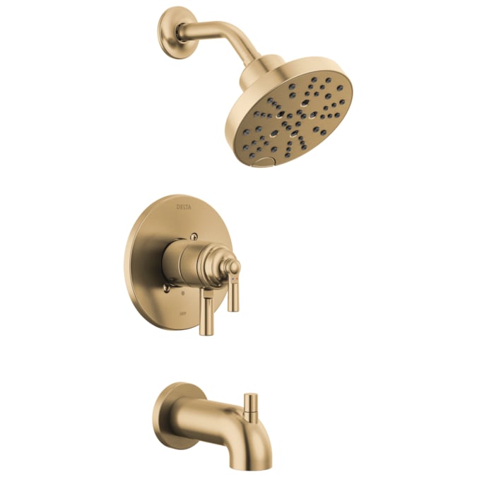 Delta Saylor Champagne Bronze 2-handle Multi-function Round Bathtub and Shower Faucet
