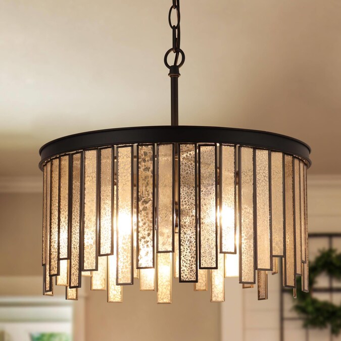 LNC Hemaaolay 3-Light Matte Black Modern/Contemporary LED Dry rated Chandelier