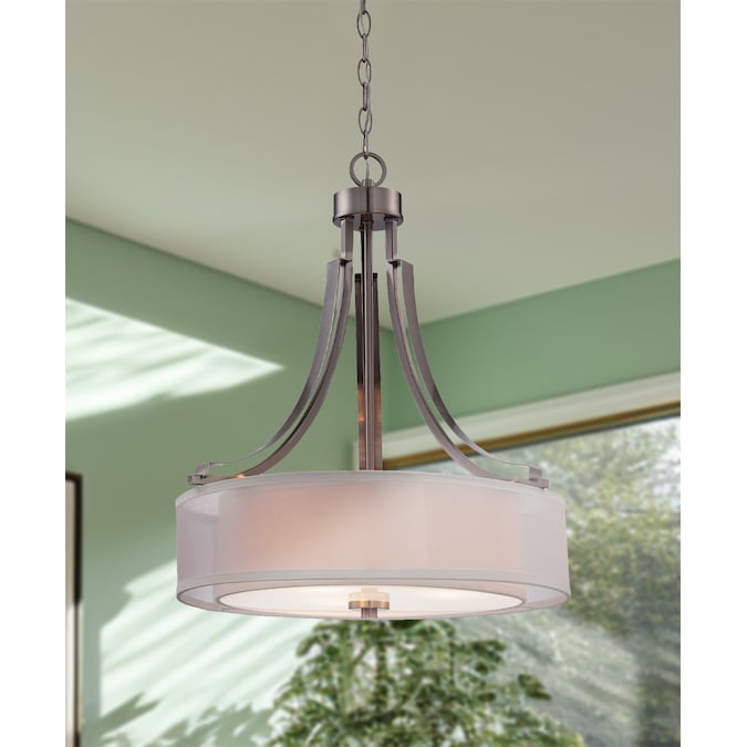 Minka Lavery Parsons Studio 3-Light Brushed Nickel Modern/Contemporary Clear Glass Drum Medium Hanging Pendant Light
