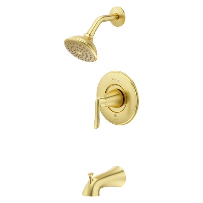 Pfister Willa Brushed Gold 1-handle Single Function Round Bathtub and Shower Faucet Valve Included