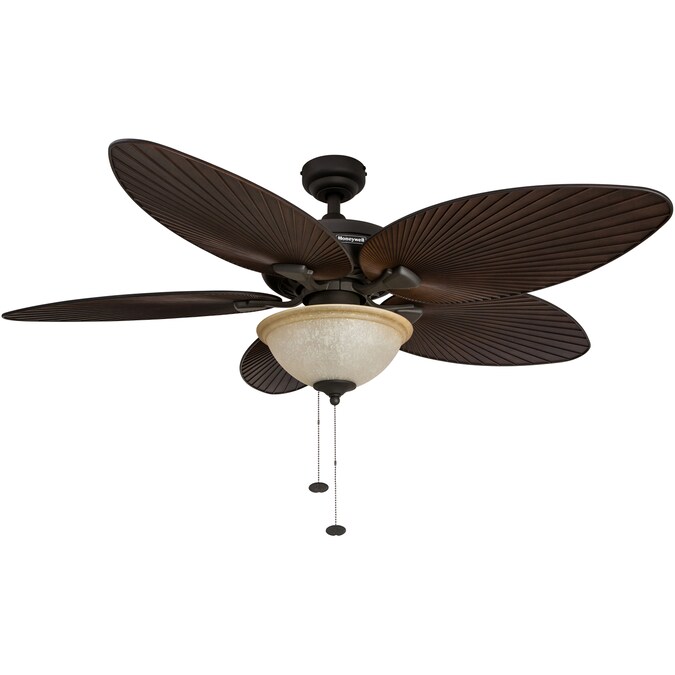 Honeywell Palm Island 52-in Bronze with Bronze Palm/Bronze Wicker Blades LED Indoor/Outdoor Ceiling Fan with Light (5-Blade)