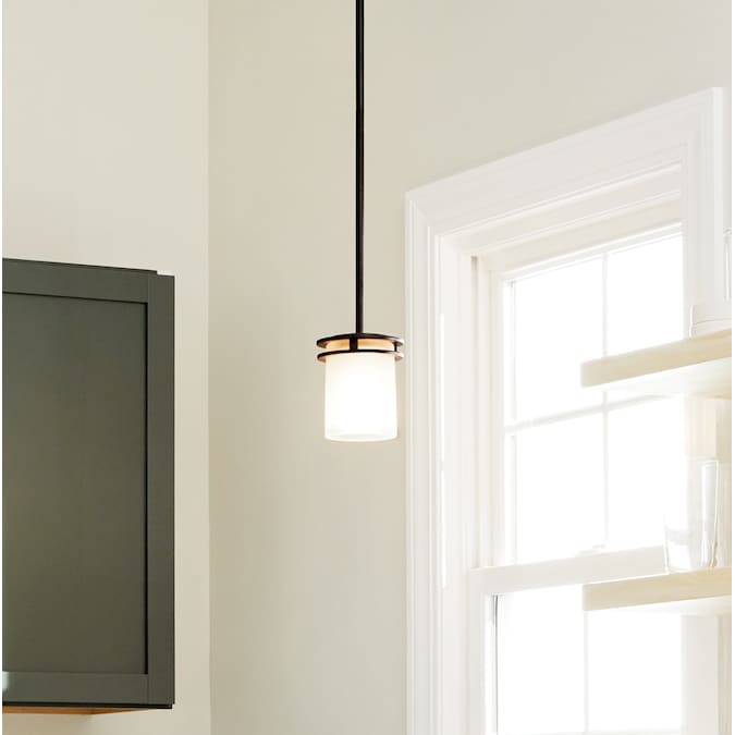 Kichler Hendrik Olde Bronze Modern/Contemporary Tinted Glass Cylinder Mini Hanging Pendant Light