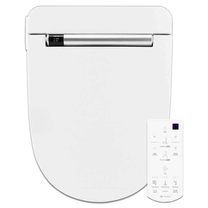 VOVO STYLEMENT UV-A Sterilization LED Plastic White Elongated Soft Close Heated Bidet Toilet Seat