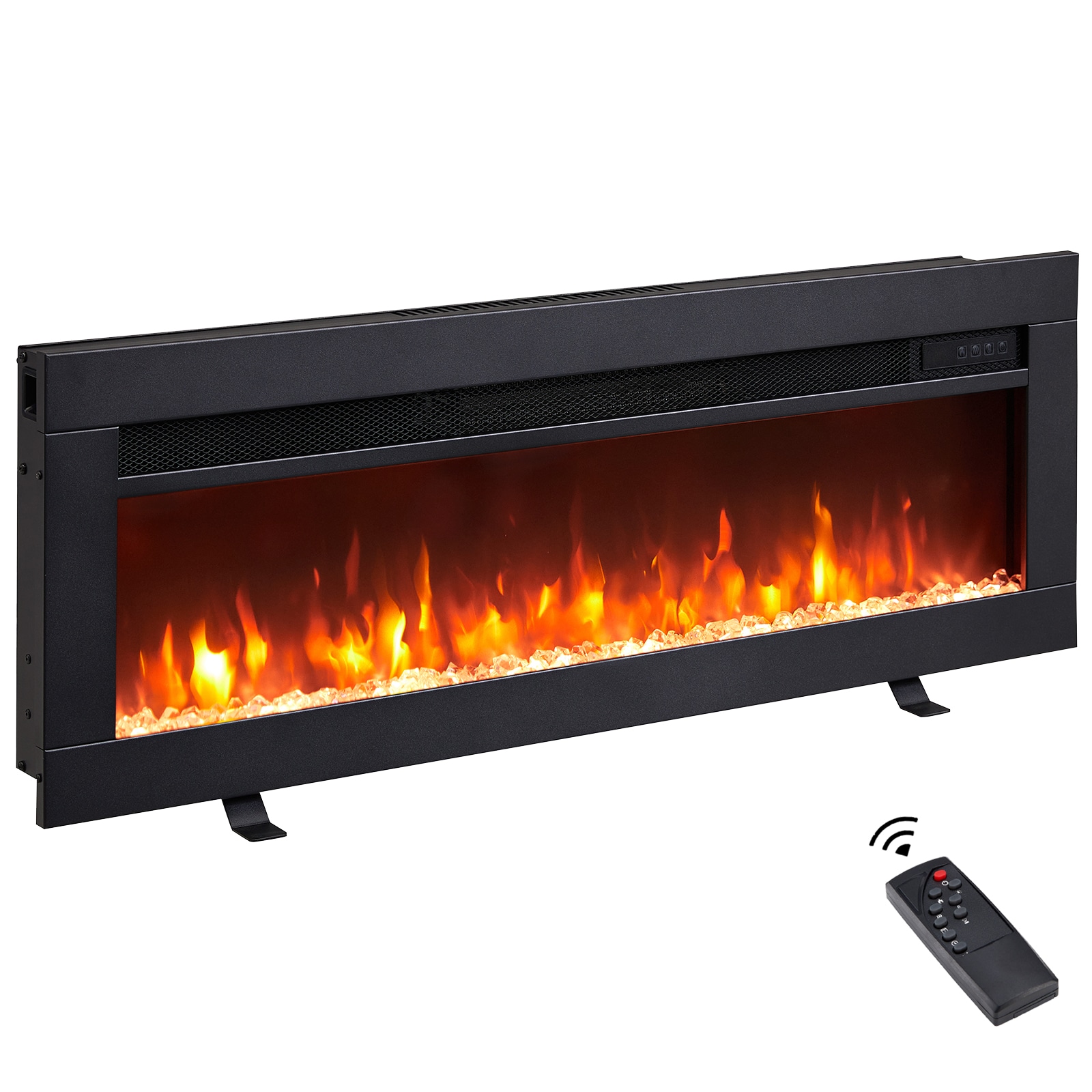 36.22-Inches W Black Free standing Fan-forced Wall-mount Electric Fireplace with Remote Control Included