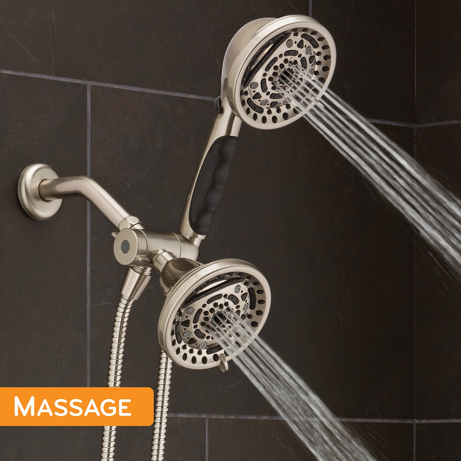 PowerMax 99.0 -Spray Brushed Nickel 4.5-in Round Dual/Combo High Pressure Shower Head 1.8 GPM - Image 13