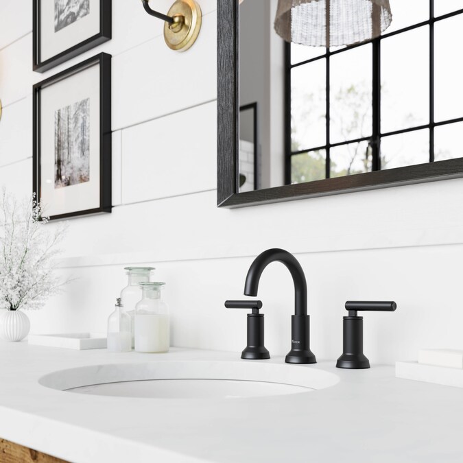 Pfister Capistrano Spot Defense Matte Black Widespread 2-Handle WaterSense Bathroom Sink Faucet with Drain - Image 5