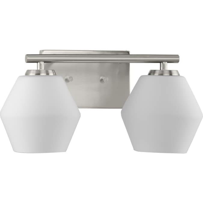 Progress Lighting Copeland 15-in 2-Light Brushed Nickel Mid-century Vanity Light